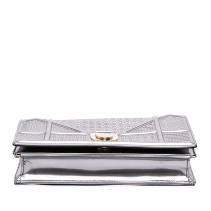 Dior Metallic Patent Microcannage Diorama Wallet on Chain