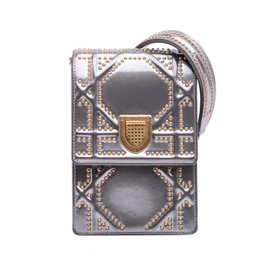 Dior Metallic Studded Calfskin Vertical Diorama