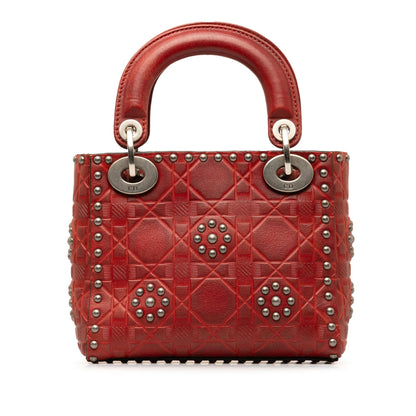 Dior Mini Embossed Calfskin Cannage Studded Lady Dior