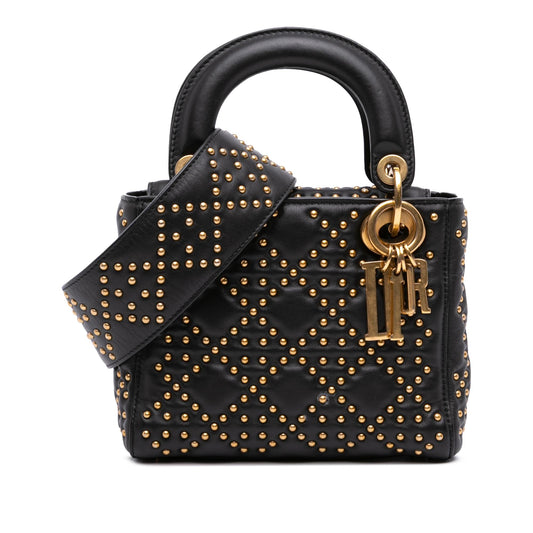 Dior Mini Lambskin Cannage Studded Supple Lady Dior
