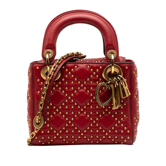 Dior Mini Lambskin Cannage Studded Supple Lady Dior