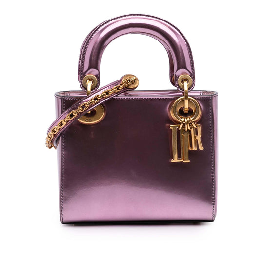 Dior Mini Metallic Glazed Calfskin Lady Dior