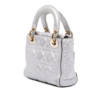 Dior Mini Metallic Grained Calfskin Cannage Lady Dior