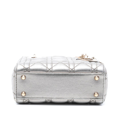 Dior Mini Metallic Lambskin Cannage Lady Dior