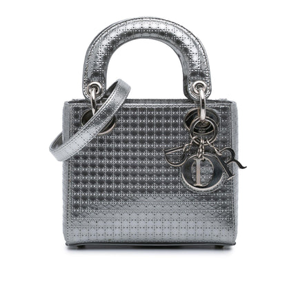 Dior Mini Metallic Patent Microcannage Lady Dior
