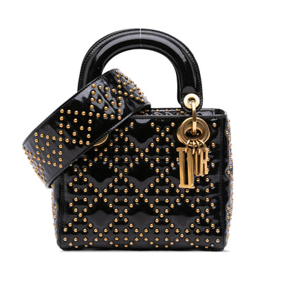 Dior Mini Patent Cannage Studded Supple Lady Dior