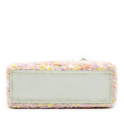 Dior Mini Ruffled Floral Fabric Embellished Lambskin Lady Dior