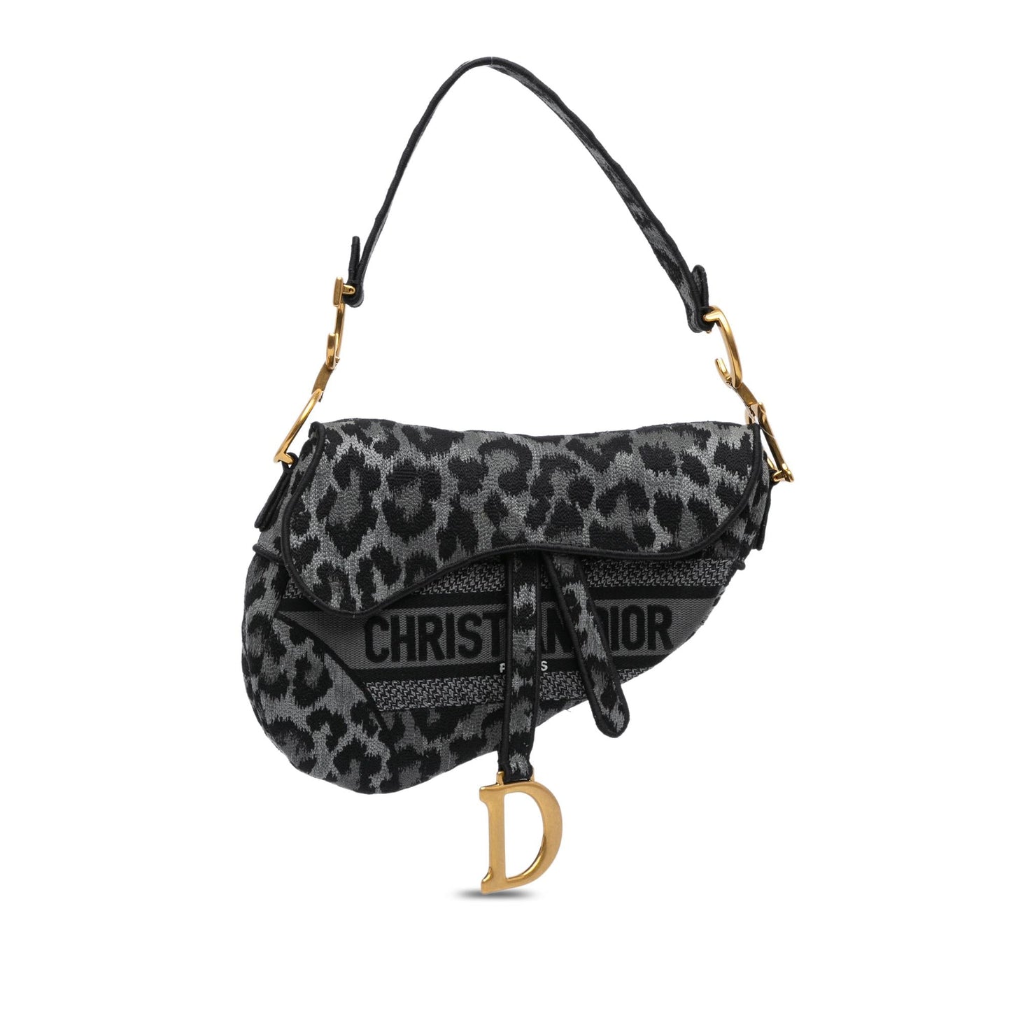 Dior Mizza Embroidered Canvas Leopard Saddle Bag