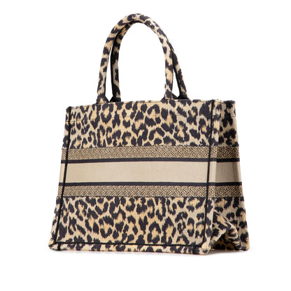 Dior Mizza Medium Embroidered Canvas Leopard Book Tote