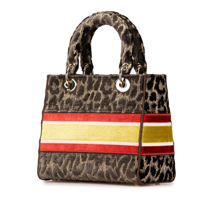 Dior Mizza Medium Embroidered Velvet Leopard Lady D Lite