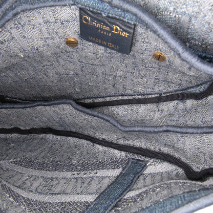 Dior Oblique Embroidered Denim Saddle Bag