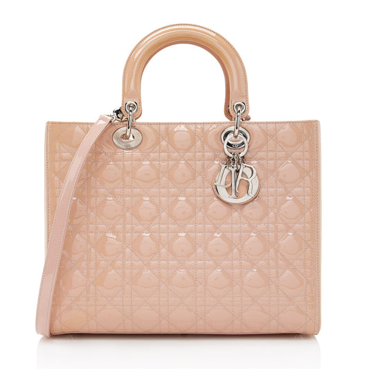Dior Patent Leather Lady Dior Large Tote (SHF-22412)