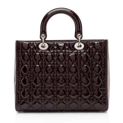 Dior Patent Leather Lady Dior Large Tote (SHF-5trAE8)