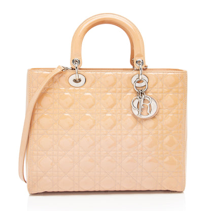 Dior Patent Leather Lady Dior Large Tote (SHF-2qzbI4)
