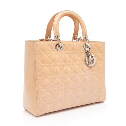 Dior Patent Leather Lady Dior Large Tote (SHF-2qzbI4)
