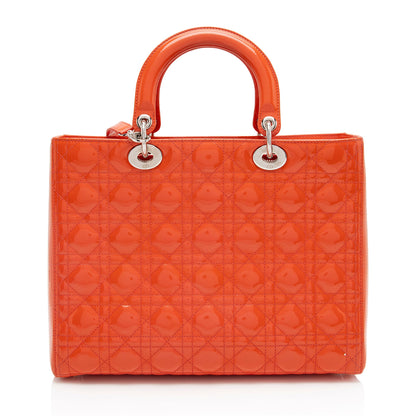 Dior Patent Leather Lady Dior Large Tote (SHF-w6Nhh6)