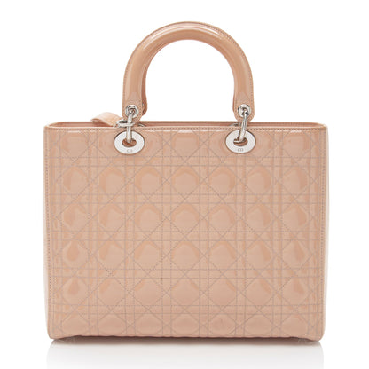Dior Patent Leather Lady Dior Large Tote (SHF-oF5d9t)