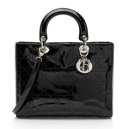 Dior Patent Leather Lady Dior Large Tote