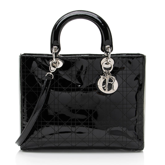 Dior Patent Leather Lady Dior Large Tote