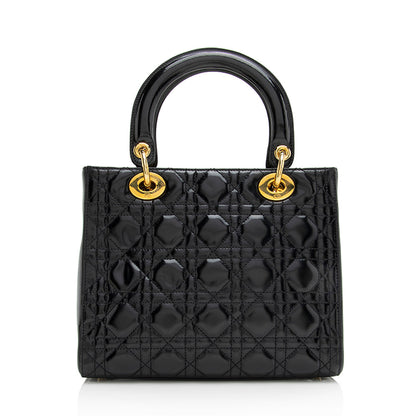 Dior Patent Leather Lady Dior Medium Tote (SHF-20993)