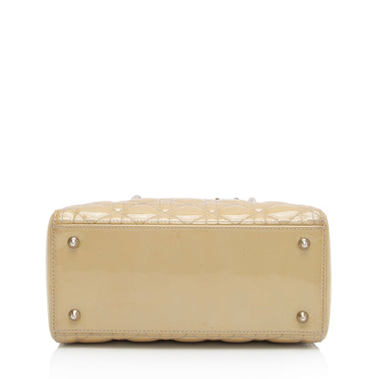 Dior Patent Leather Lady Dior Medium Tote (SHF-595Avu)