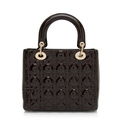 Dior Patent Leather Lady Dior Medium Tote (SHF-c6eBWA)
