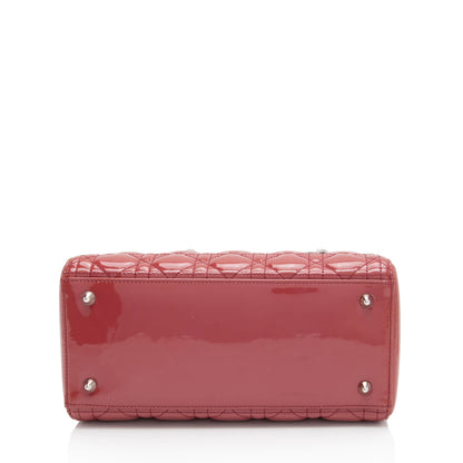 Dior Patent Leather Lady Dior Medium Tote (SHF-9SFjWH)