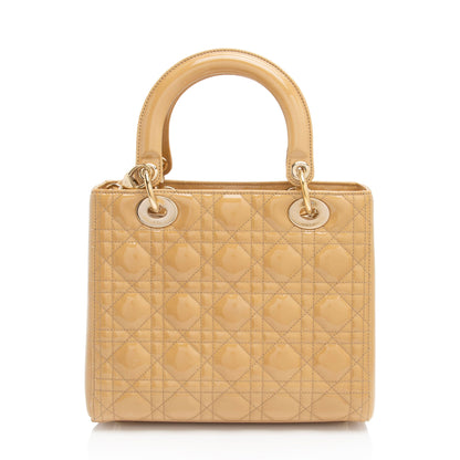 Dior Patent Leather Lady Dior Medium Tote (SHF-8qfooJ)