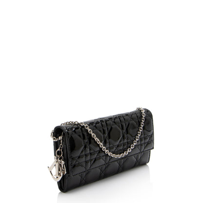 Dior Patent Leather Lady Dior Wallet on Chain