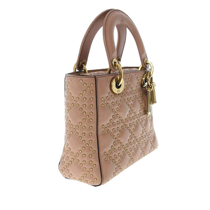 Dior Small Cannage Supple Lady Dior Studded Leather Satchel (SHG-AKuaqA)