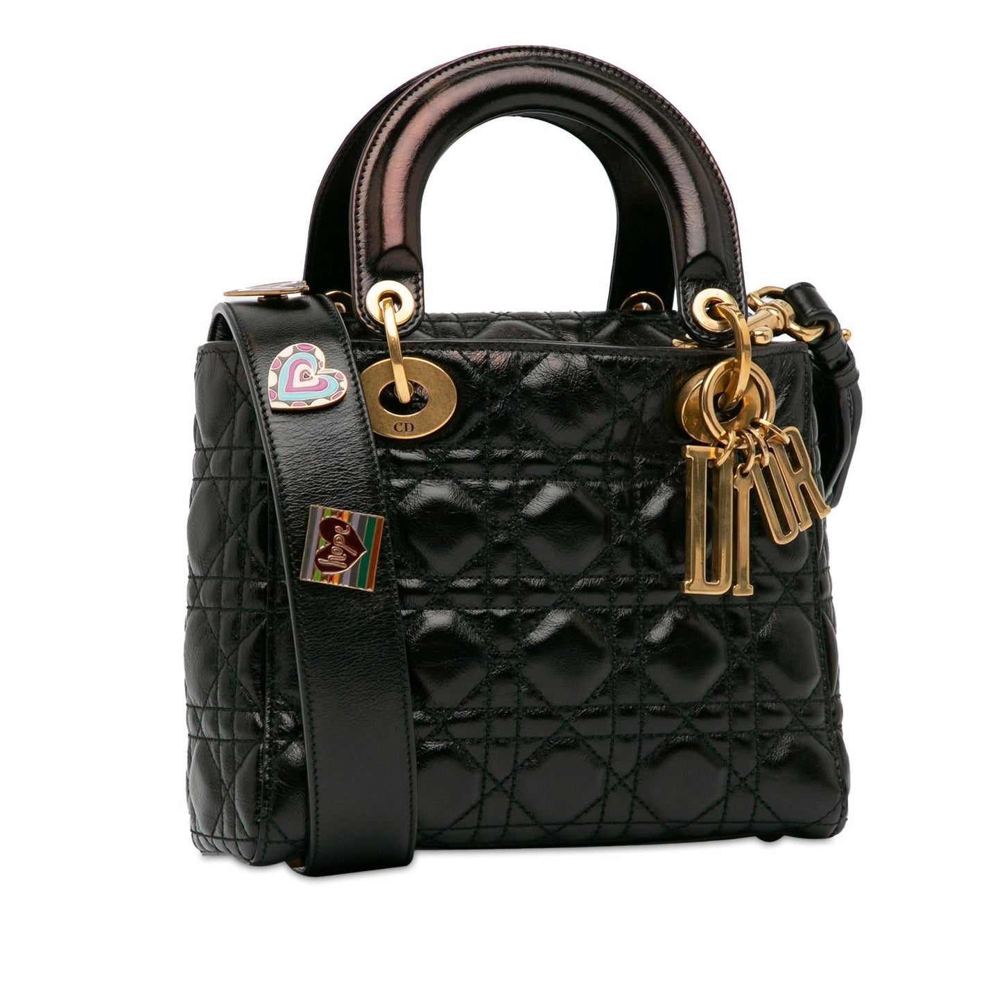 Dior Small Crinkled Patent Cannage Lucky Badges My Lady Dior (SHG-hlArBP)