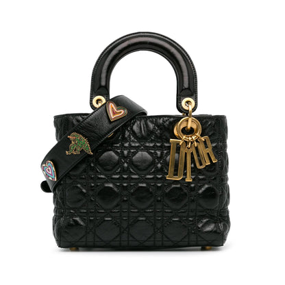 Dior Small Crinkled Patent Cannage Lucky Badges My Lady Dior