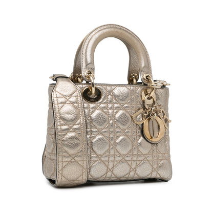Dior Small Metallic Calfskin Cannage Supple Lady Dior (SHG-8pOeRj)
