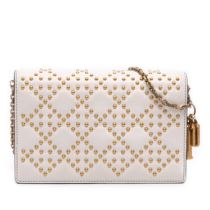 Dior Studded Calfskin Cannage Lady Dior Wallet on Chain