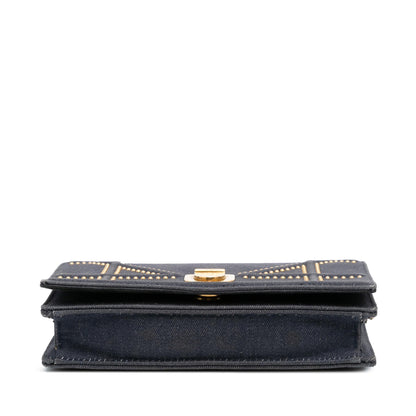 Dior Studded Denim Diorama Wallet on Chain