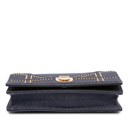 Dior Studded Denim Diorama Wallet on Chain