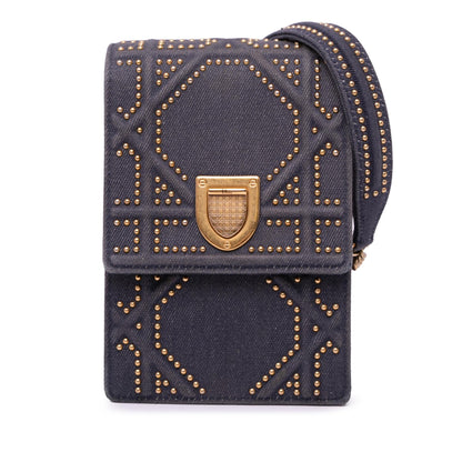 Dior Studded Denim Vertical Diorama Crossbody