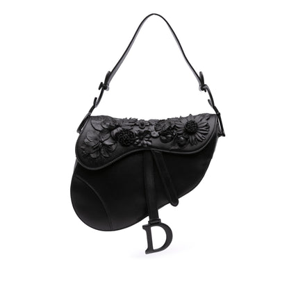 Dior Ultramatte Calfskin 3D Floral Saddle Bag