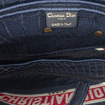 Dior Velvet Embroidered Crocodile Effect Saddle Bag