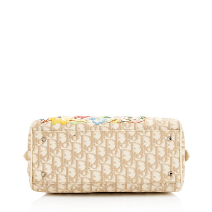 Dior Vintage Embroidered Flowers Satchel (SHF-18817)