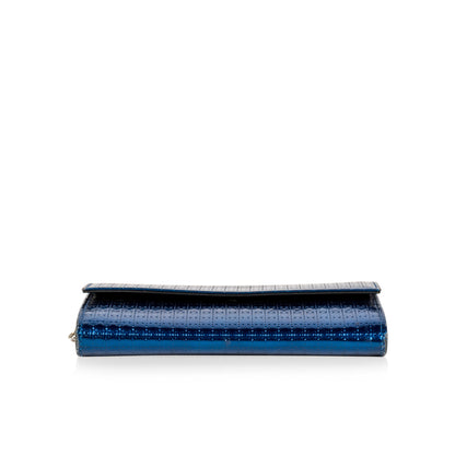 Christian Dior Cannage Metallic Wallet Blue