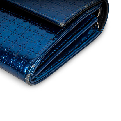 Christian Dior Cannage Metallic Wallet Blue