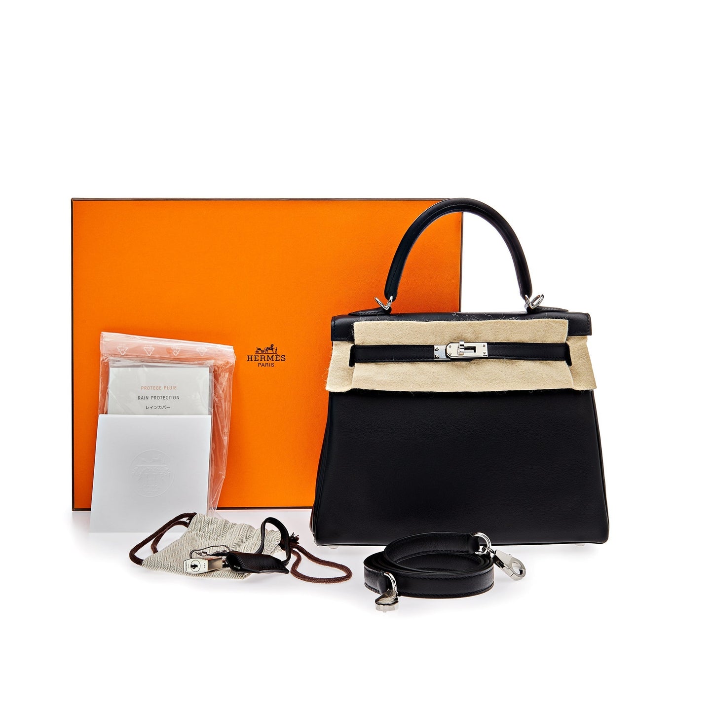 Hermes Kelly 25 Retourne Veau Swift 89 Noir