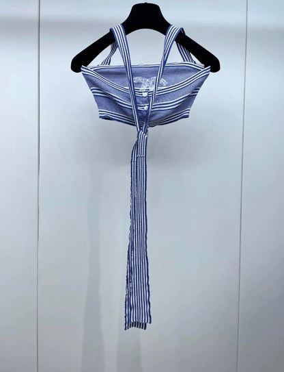 Chanel Cruise blue stripe crop top size 34