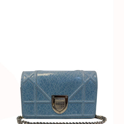 CHRISTIAN DIOR Aqua Blue Leather Mini Diorama Crossbody Bag