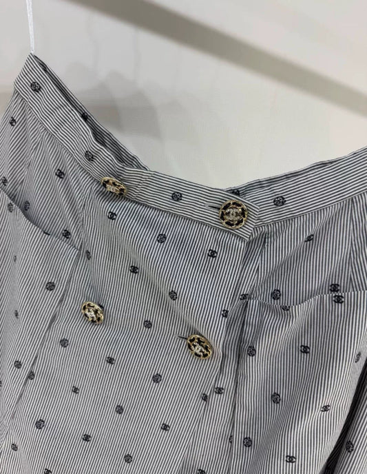 Chanel 22S polka dot striped skirt
