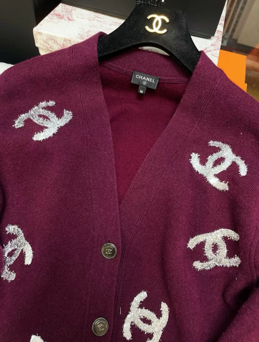 CHANEL 22A Bordeaux Cashmere Cardigan