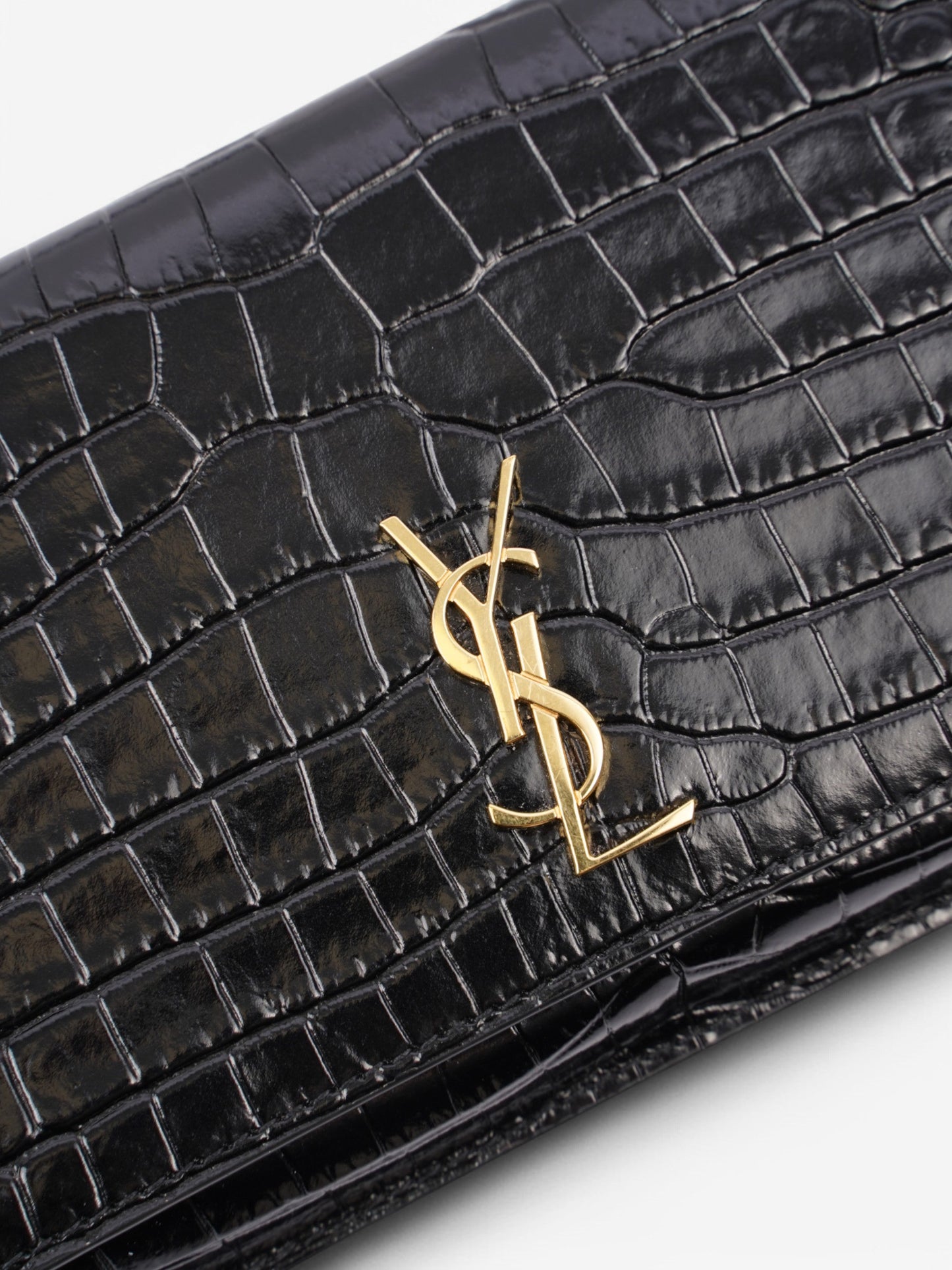 Saint Laurent Cassandre Black Embossed Leather