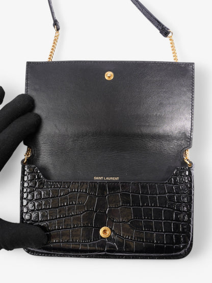 Saint Laurent Cassandre Black Embossed Leather