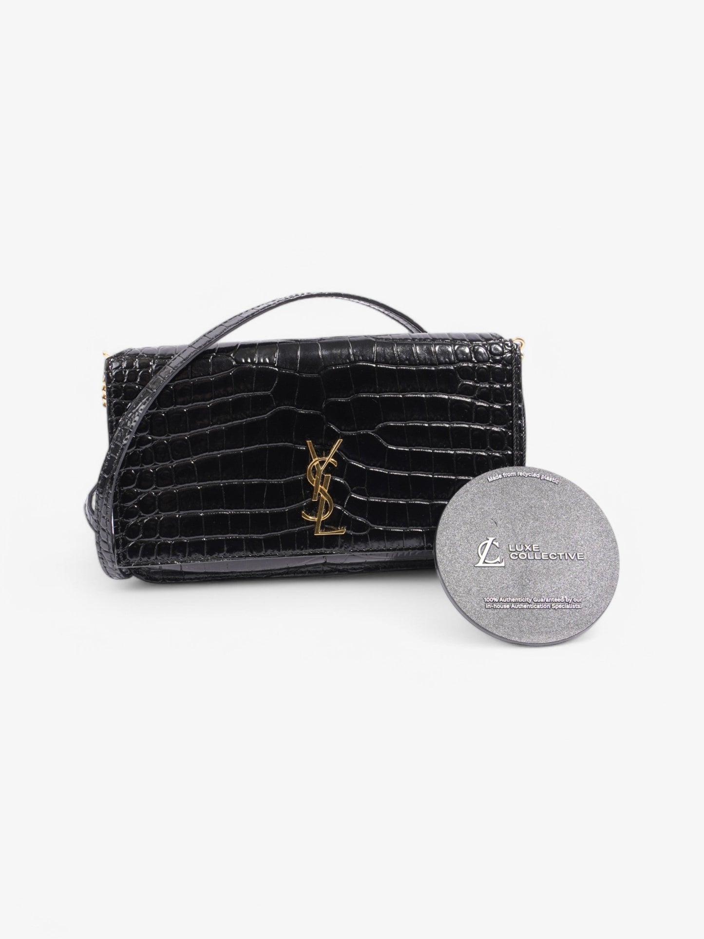 Saint Laurent Cassandre Black Embossed Leather
